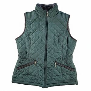Weatherproof Green Quilted Faux Fur Lined Vest S Gorpcore Cabincore Hygge